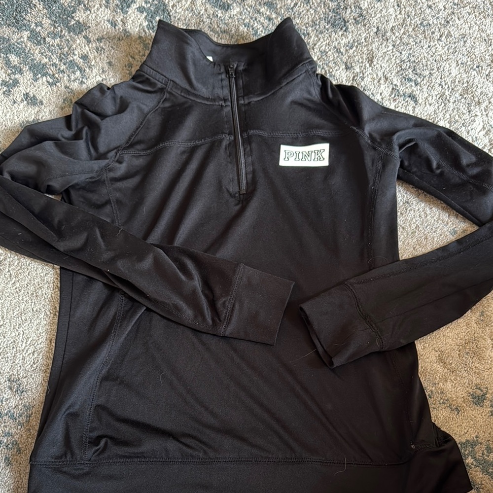 PINK Victoria's Secret Black Quarter-Zip Pullover
